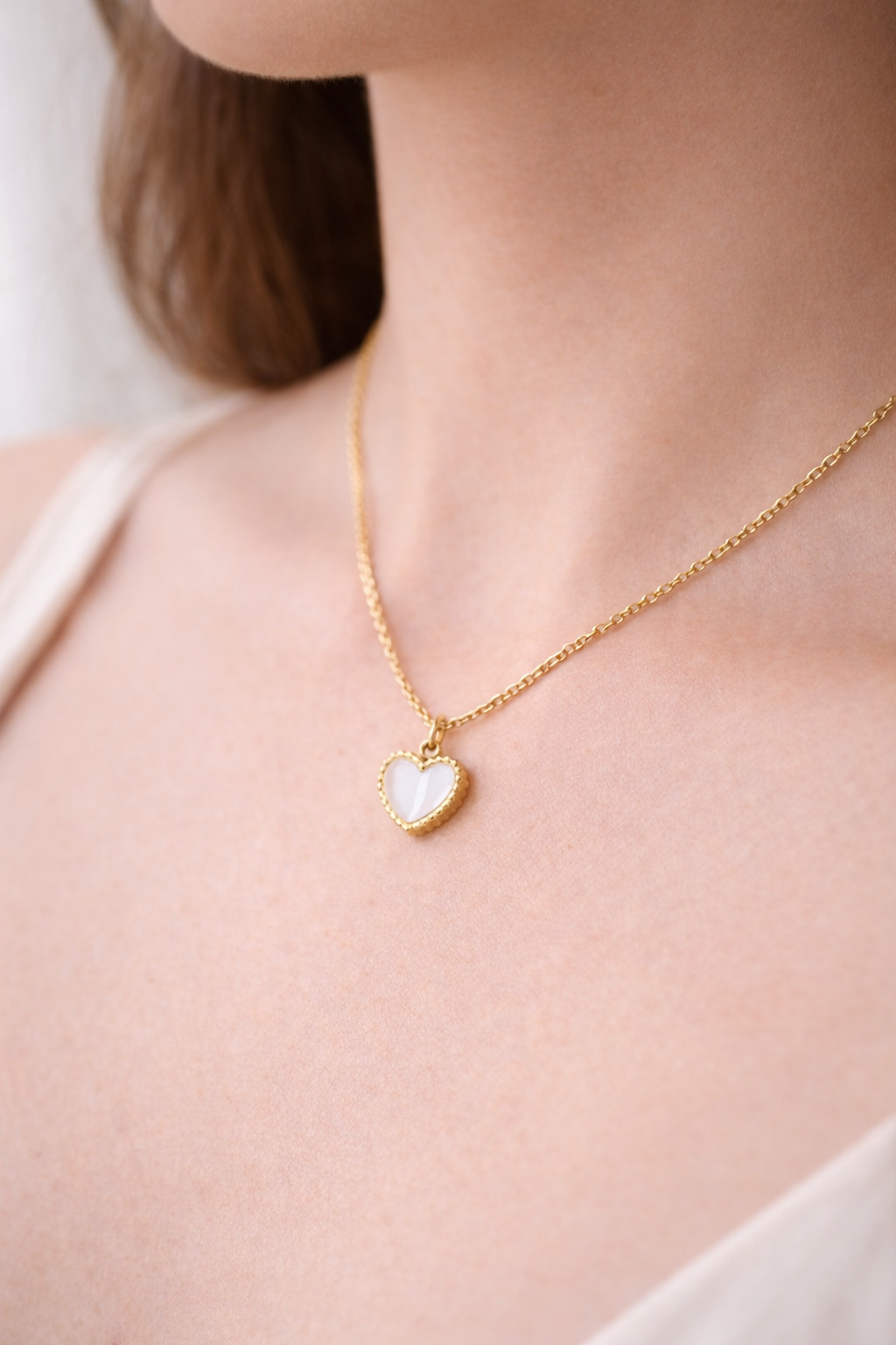 Cadena White Heart Mujer-Oro Laminado 18K