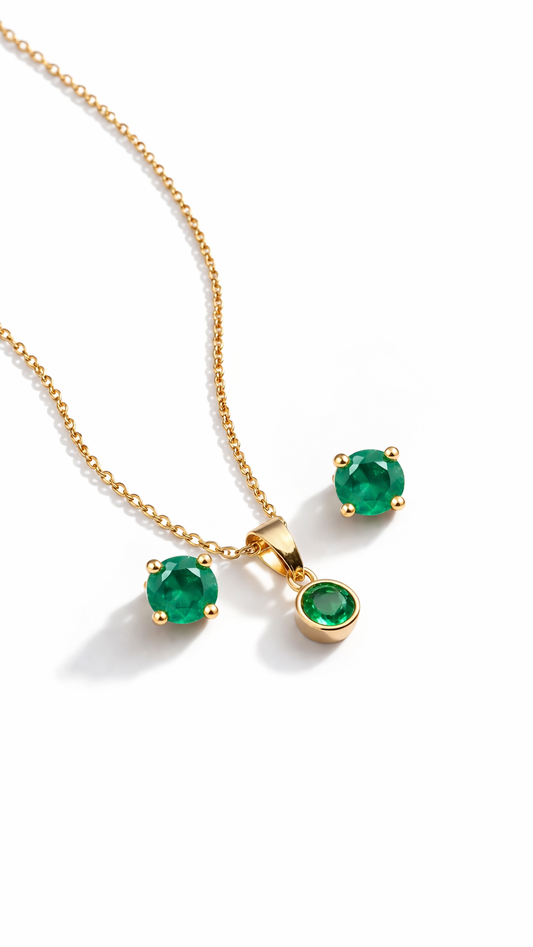 Nuevo Set Aretes & Collar Oro Laminado