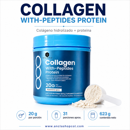 COLLAGEN BIO PEPTIDES 623gr (Vital World) - Paga 2 & Lleva 3 (Registro Invima NSA-1297-2026)