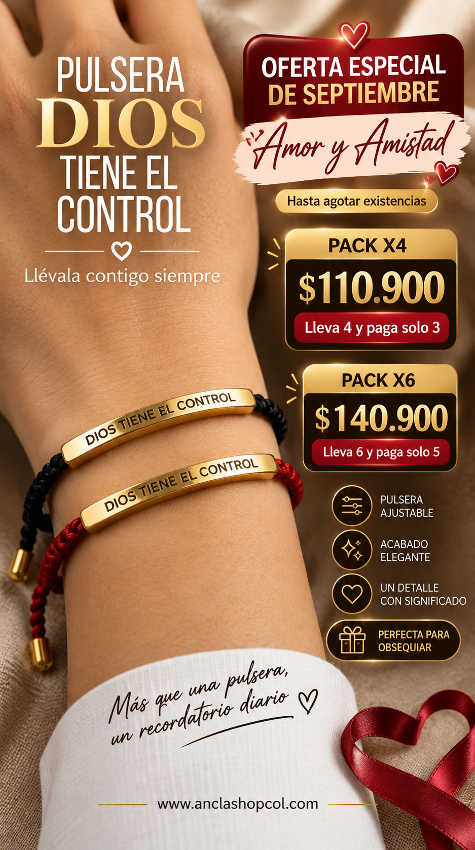 PULSERA DIOS TIENE EL CONTROL- OFERTA ESPECIAL DE SEPTIEMBRE