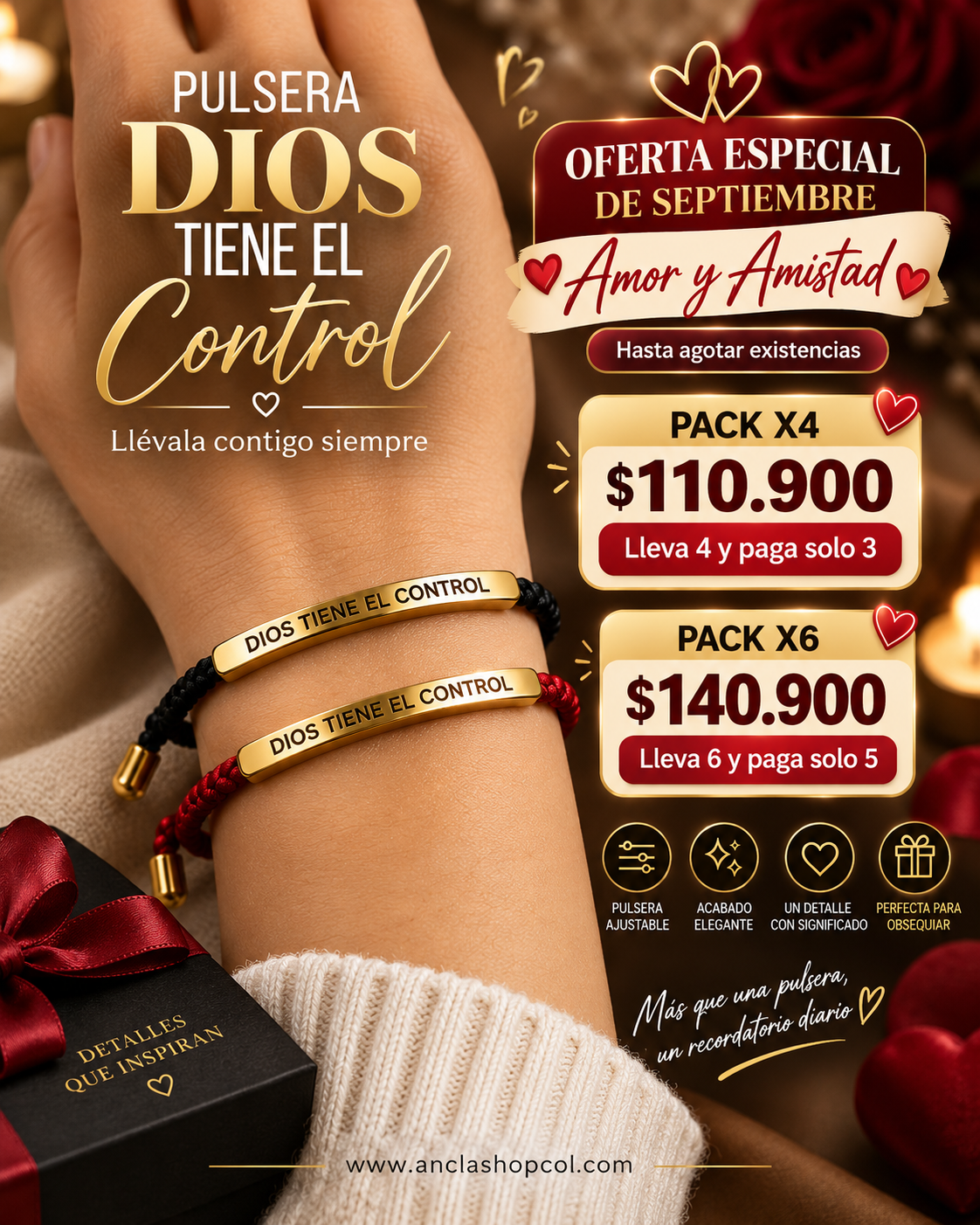 PULSERA DIOS TIENE EL CONTROL- OFERTA ESPECIAL DE SEPTIEMBRE
