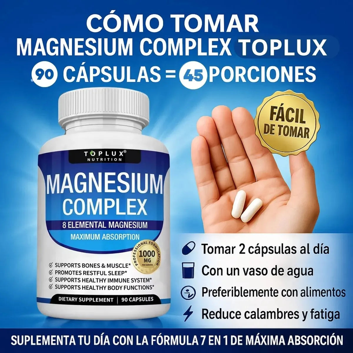 Magnesium Complex 8 en 1 – Soporte para Energía, Estrés y Enfoque Diario