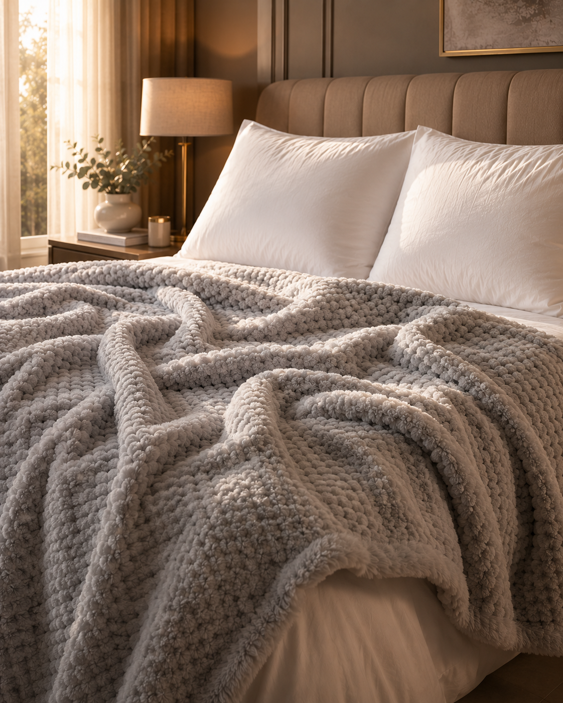 Convierte tu cama en una experiencia de hotel premium-Pack 2 Almohadas + 1 Cobija Piel de Conejo