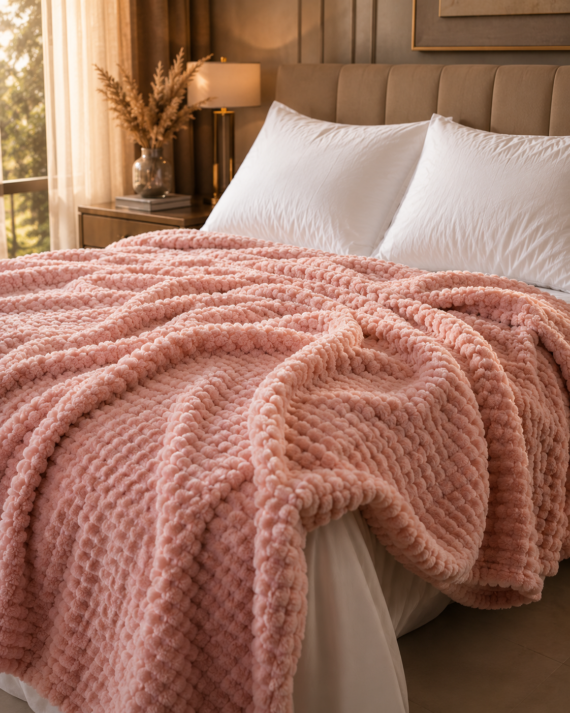 Convierte tu cama en una experiencia de hotel premium-Pack 2 Almohadas + 1 Cobija Piel de Conejo